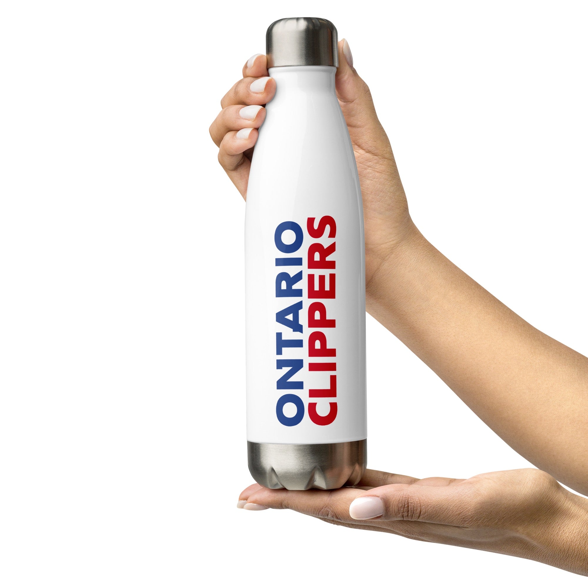 NBA G League Ontario Clippers Wordmark, Ball Logo Stainless Steel Water Bottle-3